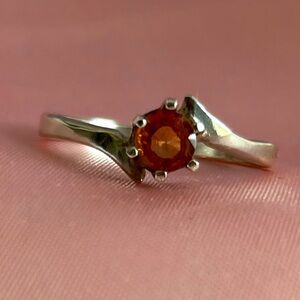 Sterling Silver Orange Tourmaline Ring - Size 7